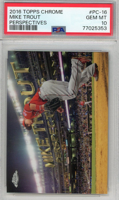 Graded 2016 Topps Chrome Mike Trout #PC-16 Perspectives Baseball Card PSA 10 Gem Mint