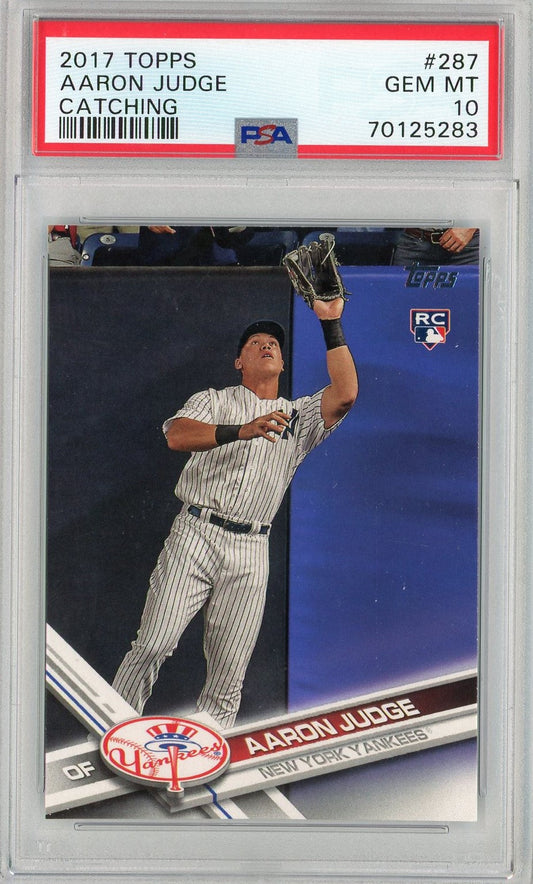 Graded 2017 Topps Aaron Judge #287 Catching Rookie RC Baseball Card PSA 10 Gem Mint