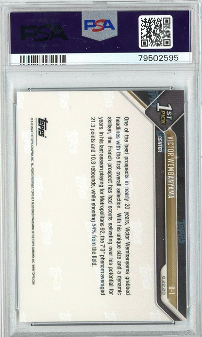 Graded 2023 Topps Now Victor Wembanyama #D1 Draft Rookie RC Basketball Card PSA 10 Gem Mint