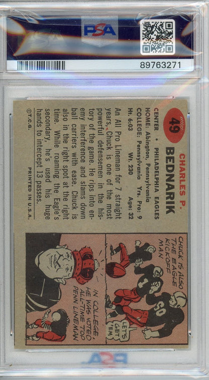 Graded 1957 Topps Chuck Bednarik #49 Football Card PSA 5 Excellent