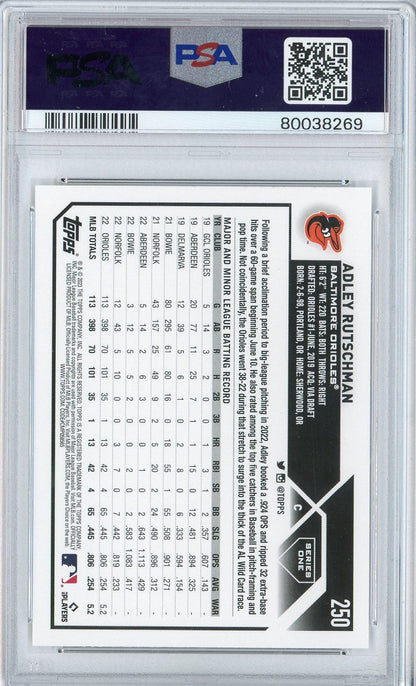 Graded 2023 Topps Adley Rutschman #250 Rookie RC Baseball Card PSA 10 Gem Mint