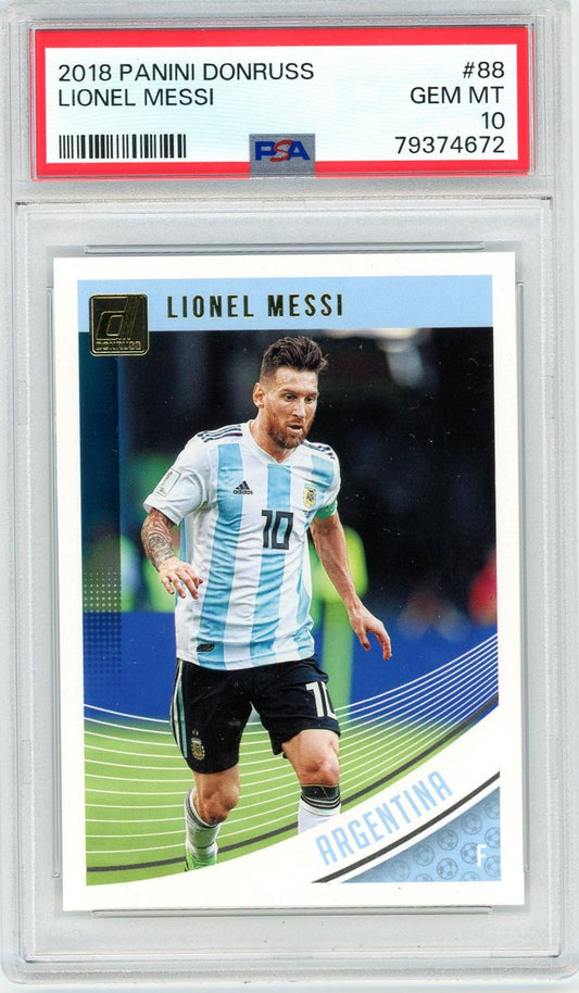 Graded 2018 Panini Donruss Lionel Messi #88 Soccer Card PSA 10 Gem Mint