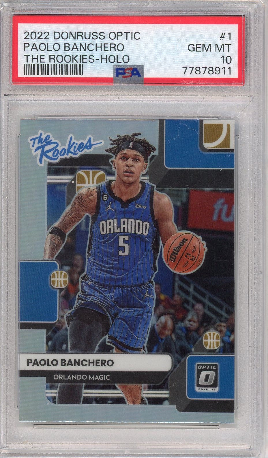 Graded 2022 Panini Donruss Optic Paolo Banchero #1 Rookies Holo Rookie RC Basketball Card PSA 10 Gem Mint