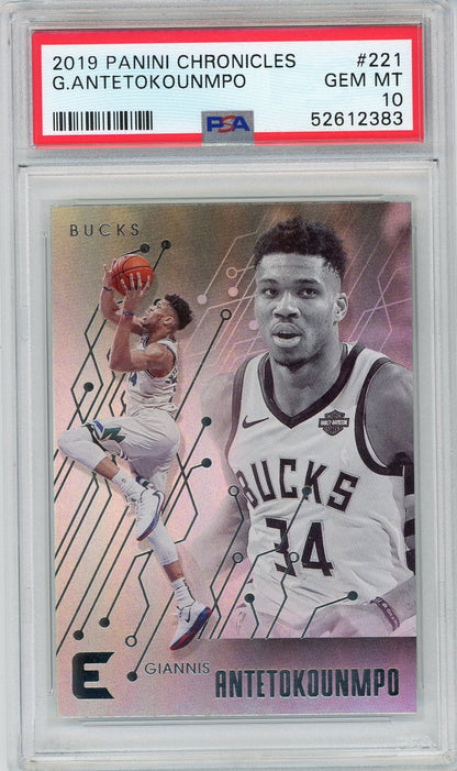 Graded 2019 Panini Chronicles Giannis Antetokounmpo #221 Basketball Card PSA 10 Gem Mint