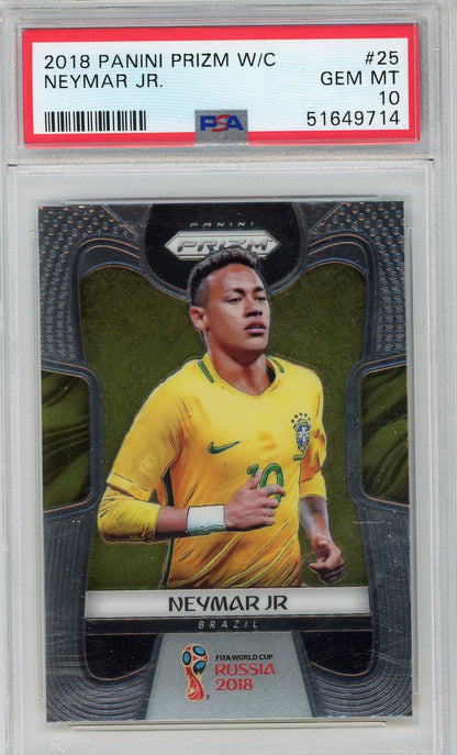 Graded 2018 Panini Prizm W/C Neymar Jr. #25 Soccer Card PSA 10 Gem Mint