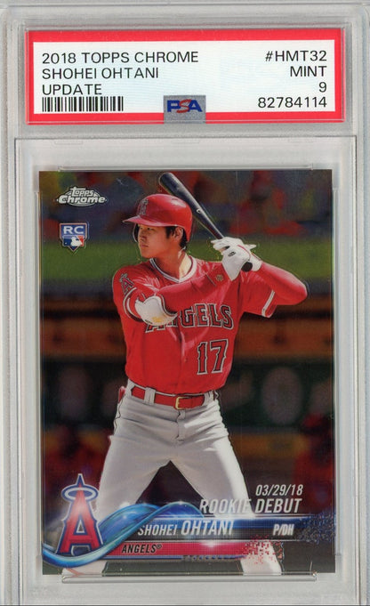 Graded 2018 Topps Chrome Update Shohei Ohtani #HMT32 Rookie RC Baseball Card PSA 9 Mint