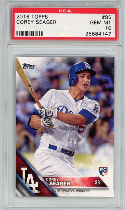Graded 2016 Topps Corey Seager #85 Batting Rookie RC Baseball Card PSA 10 Gem Mint