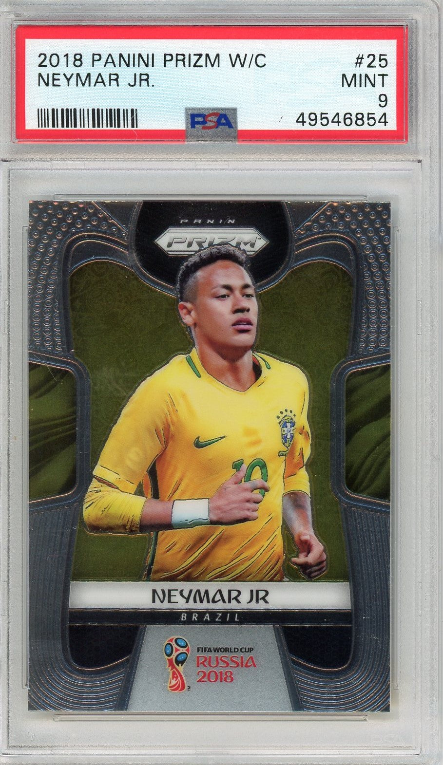 Graded 2018 Panini Prizm World Cup Neymar Jr. #25 Soccer Card PSA 9 Mint