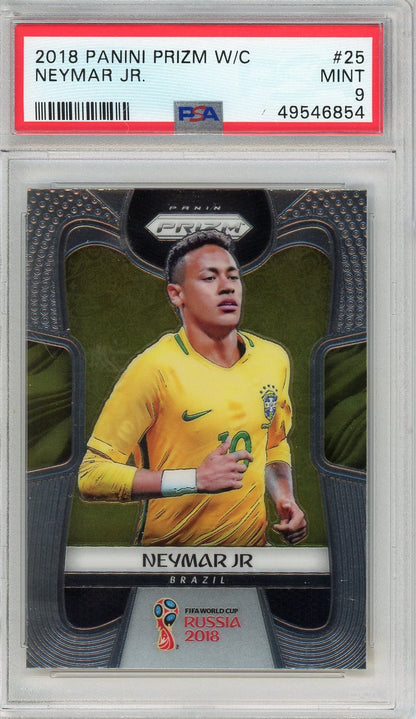 Graded 2018 Panini Prizm World Cup Neymar Jr. #25 Soccer Card PSA 9 Mint