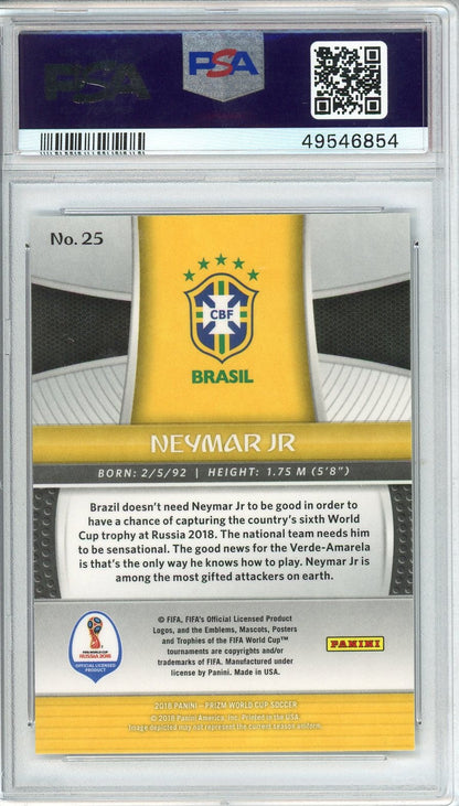 Graded 2018 Panini Prizm World Cup Neymar Jr. #25 Soccer Card PSA 9 Mint