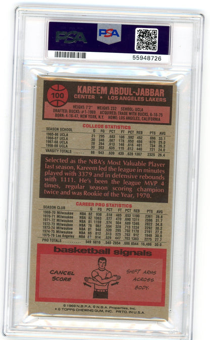 Graded 1976 Topps Kareem Abdul-Jabbar #100 Basketball Card PSA 6 Excellent-Mint