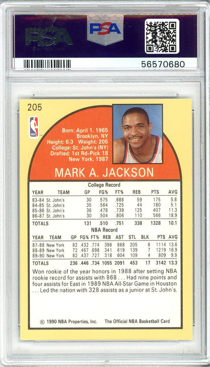 Graded 1990 Hoops Mark Jackson #205 Basketball Card PSA 9 Mint