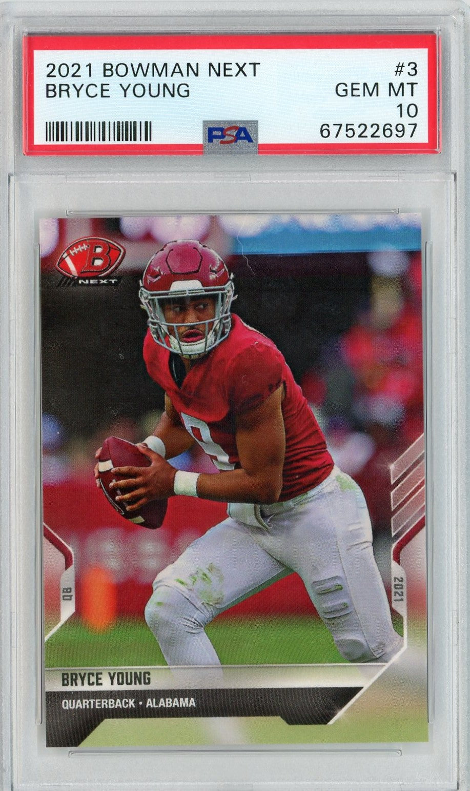 Graded 2021 Bowman Next Bryce Young #3 Rookie RC Football Card PSA 10 Gem Mint