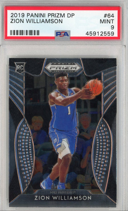 Graded 2019 Panini Prizm Draft Picks DP Zion Williamson #64 Rookie RC Basketball Card PSA 9 MINT