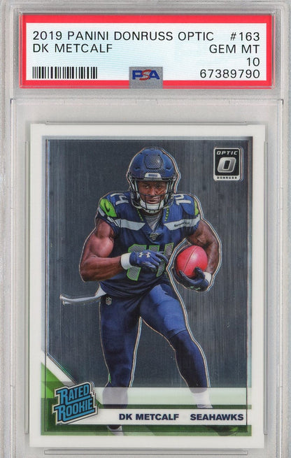 Graded 2019 Panini Donruss Optic DK Metcalf #163 Rookie RC Football Card PSA 10 Gem Mint