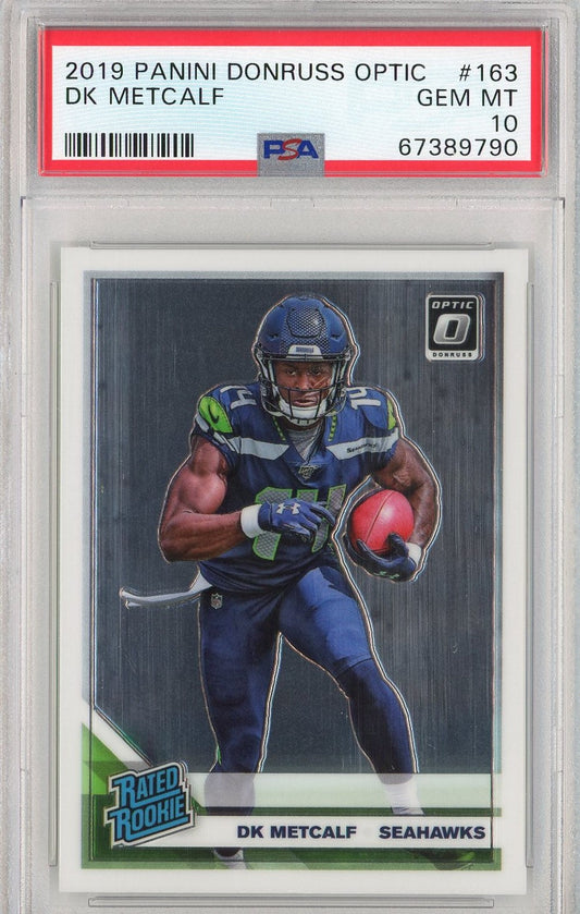 Graded 2019 Panini Donruss Optic DK Metcalf #163 Rookie RC Football Card PSA 10 Gem Mint