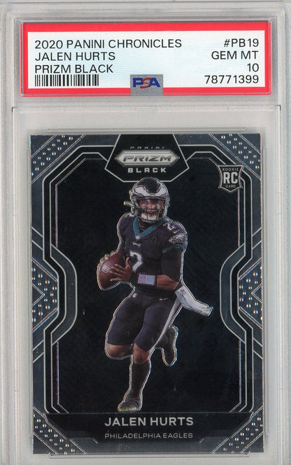 Graded 2020 Panini Chronicles Jalen Hurts #PB19 Prizm Black Rookie RC Football Card PSA 10 Gem Mint