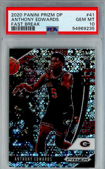 Graded 2020 Panini Prizm DP Anthony Edwards #41 Fast Break Rookie RC Basketball Card PSA 10 Gem Mint