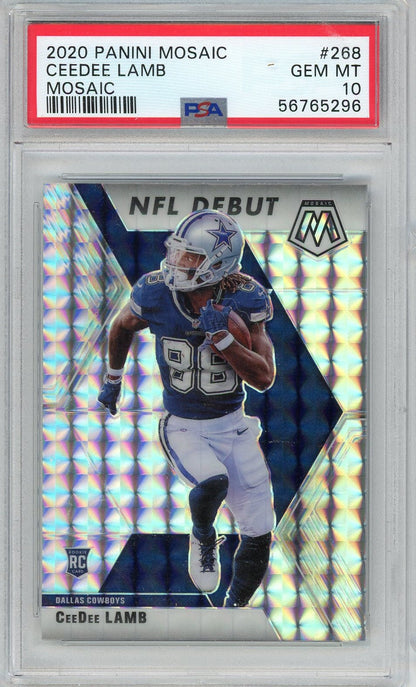 Graded 2020 Panini Mosaic CeeDee Lamb #268 Mosaic Rookie RC Football Card PSA 10 Gem Mint