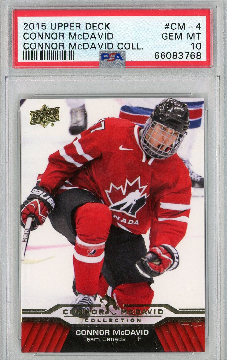 Graded 2015 Upper Deck Connor McDavid #CM-4 Connor McDavid Collection Rookie RC Hockey Card PSA 10 Gem Mint