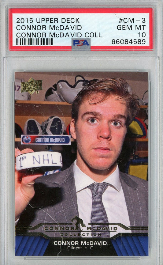 Graded 2015 Upper Deck Connor McDavid #CM-3 Connor McDavid Collection Rookie RC Hockey Card PSA 10 Gem Mint