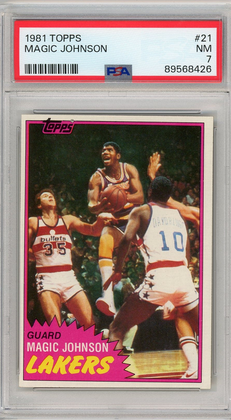 Graded 1981 Topps Magic Johnson #21 2nd Year Basketball Card PSA 7 Near Mint