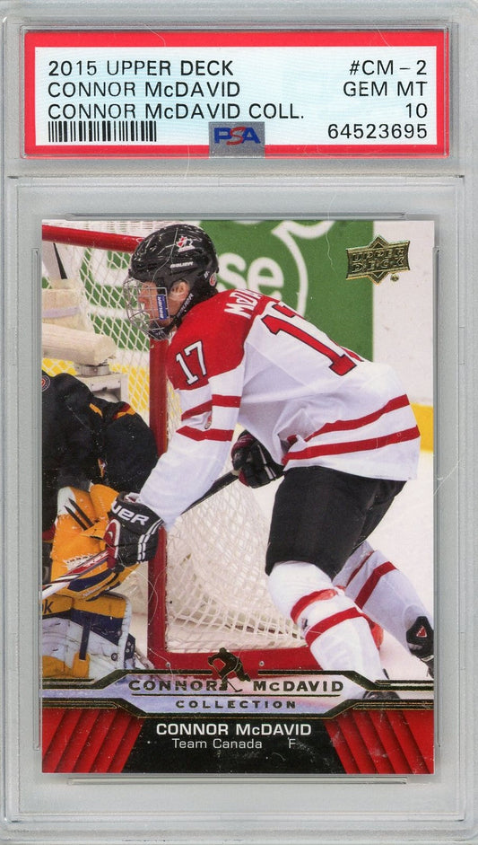 Graded 2015 Upper Deck Connor McDavid #CM-2 Connor McDavid Collection Rookie RC Hockey Card PSA 10 Gem Mint