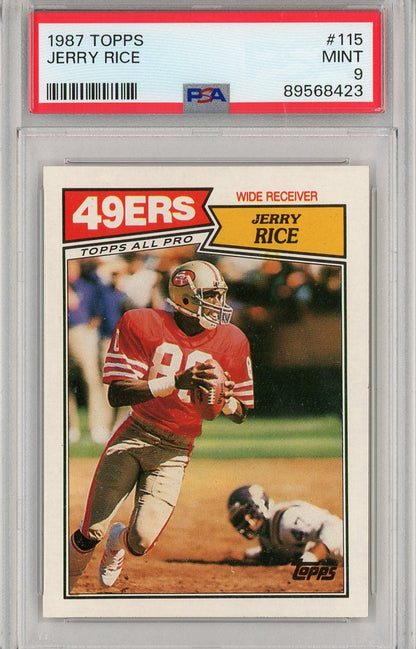 Graded 1987 Topps Jerry Rice #115 2nd Year Football Card PSA 9 Mint