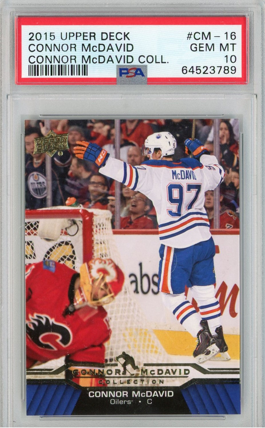 Graded 2015 Upper Deck Connor McDavid #CM-16 Connor McDavid Collection Rookie RC Hockey Card PSA 10 Gem Mint