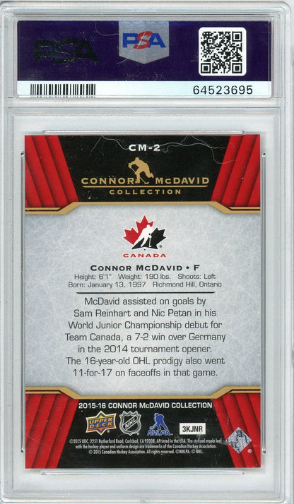 Graded 2015 Upper Deck Connor McDavid #CM-2 Connor McDavid Collection Rookie RC Hockey Card PSA 10 Gem Mint