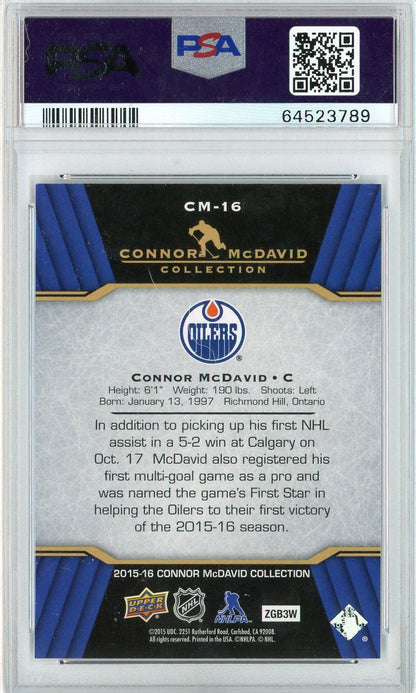 Graded 2015 Upper Deck Connor McDavid #CM-16 Connor McDavid Collection Rookie RC Hockey Card PSA 10 Gem Mint