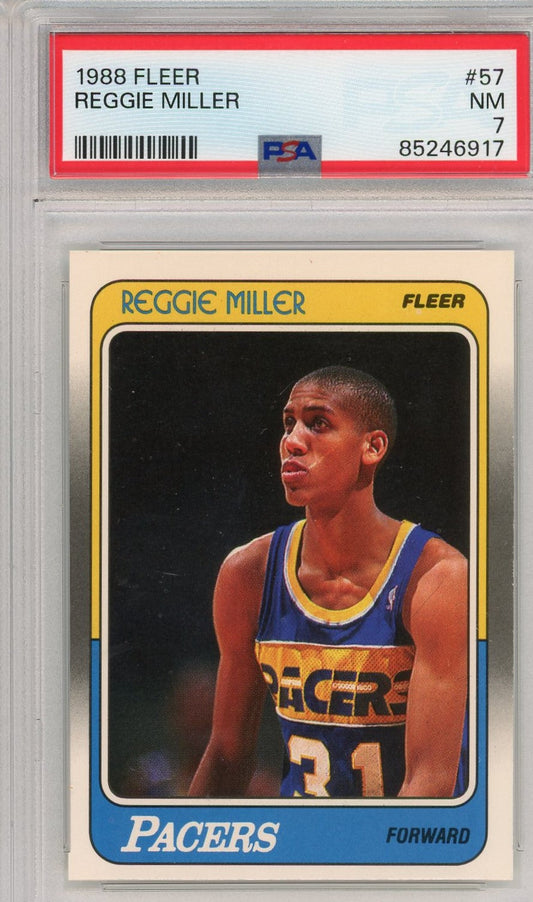 Graded 1988 Fleer Reggie Miller #57 Rookie RC Basketball Card PSA 7 Near Mint