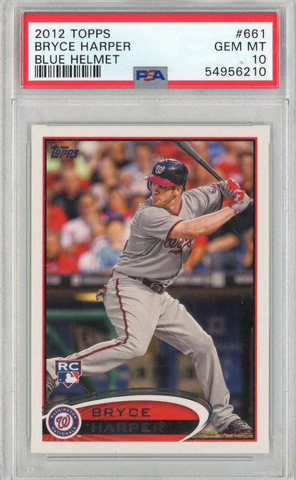 Graded 2012 Topps Bryce Harper #661 Blue Helmet Rookie RC Baseball Card PSA 10 Gem Mint
