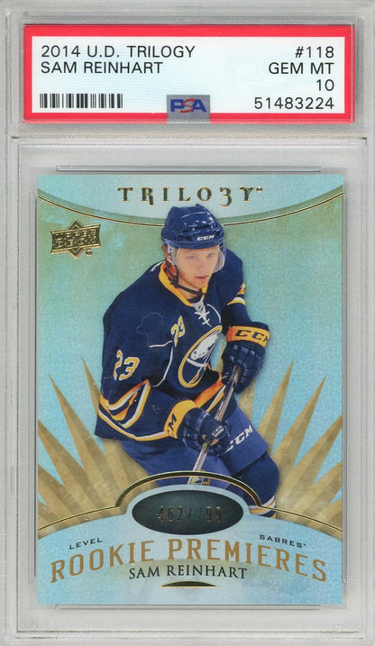 Graded 2014 Upper Deck Trilogy Sam Reinhart #118 Rookie RC Hockey Card PSA 10 Gem Mint