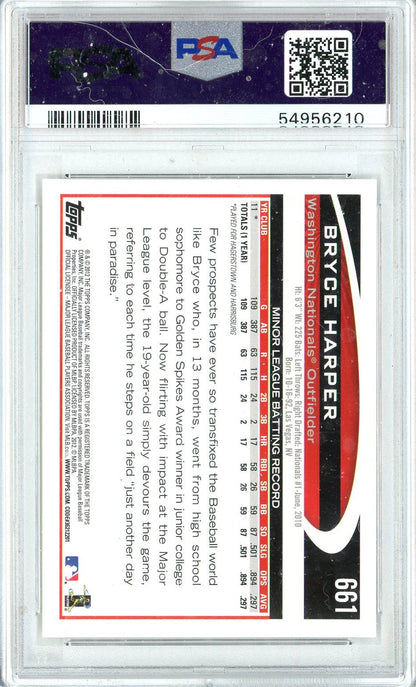 Graded 2012 Topps Bryce Harper #661 Blue Helmet Rookie RC Baseball Card PSA 10 Gem Mint