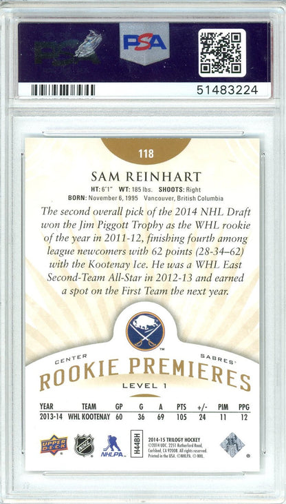 Graded 2014 Upper Deck Trilogy Sam Reinhart #118 Rookie RC Hockey Card PSA 10 Gem Mint