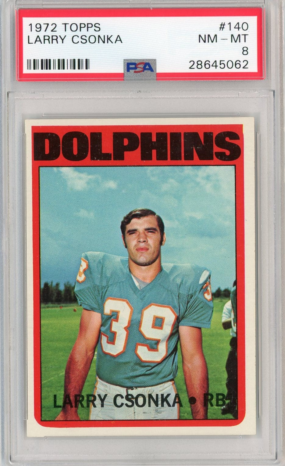 Graded 1972 Topps Larry Csonka #140 Football Card PSA 8 NM-MT