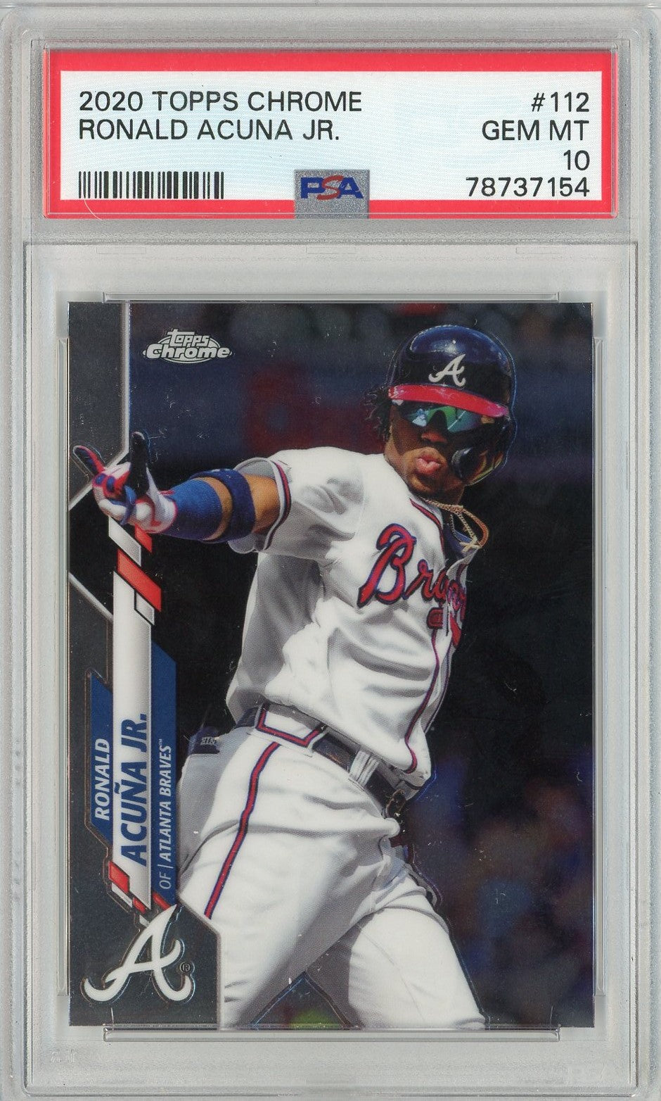 Graded 2020 Topps Chrome Ronald Acuna Jr. #112 Baseball Card PSA 10 Gem Mint