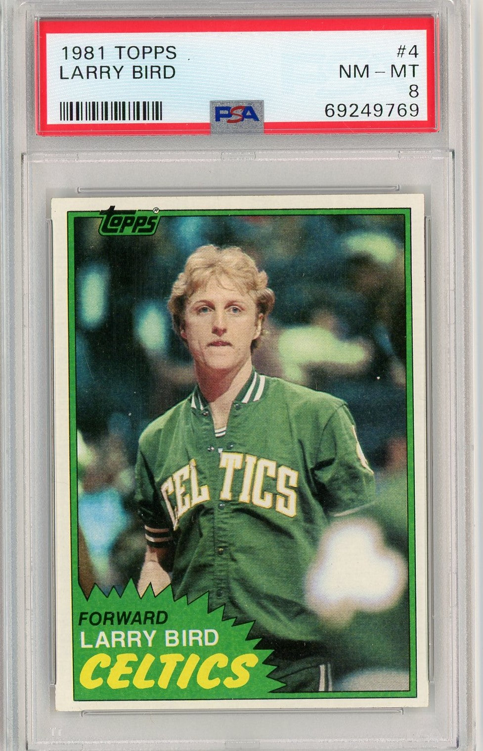 Graded 1981 Topps Larry Bird #4 2nd Year Basketball Card PSA 8 NM-MT