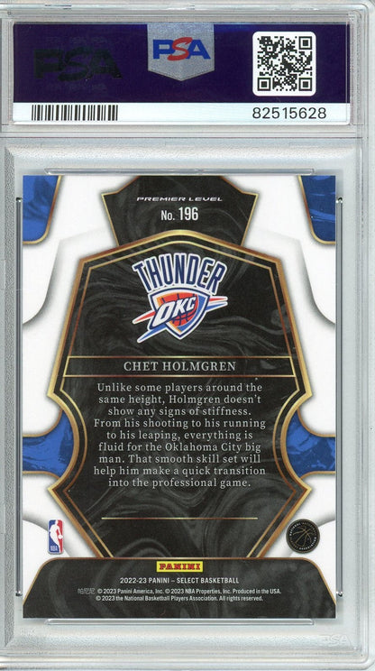 Graded 2022 Panini Select Chet Holmgren #196 Blue Rookie RC Basketball Card PSA 10 Gem Mint