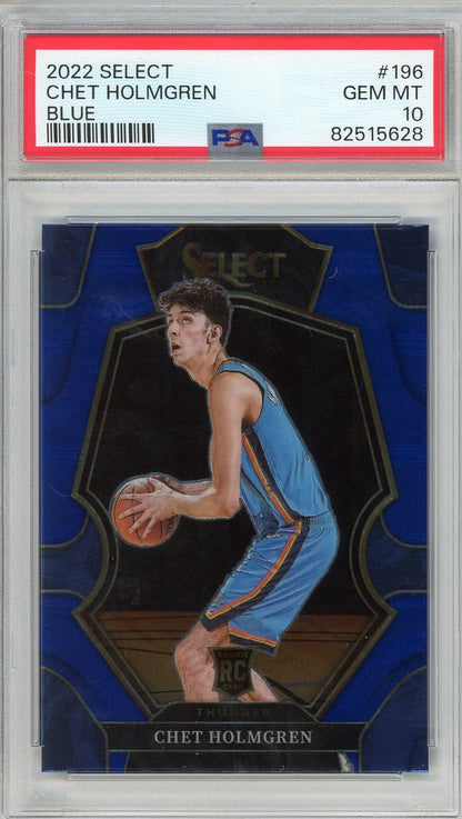 Graded 2022 Panini Select Chet Holmgren #196 Blue Rookie RC Basketball Card PSA 10 Gem Mint