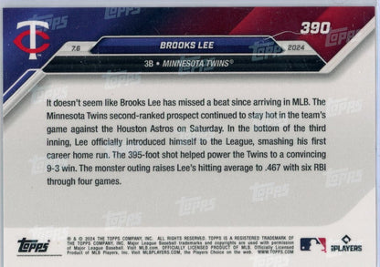 2024 Topps Now Brooks Lee #390 Blue #/49 Minnesota Twins Rookie RC Baseball Card
