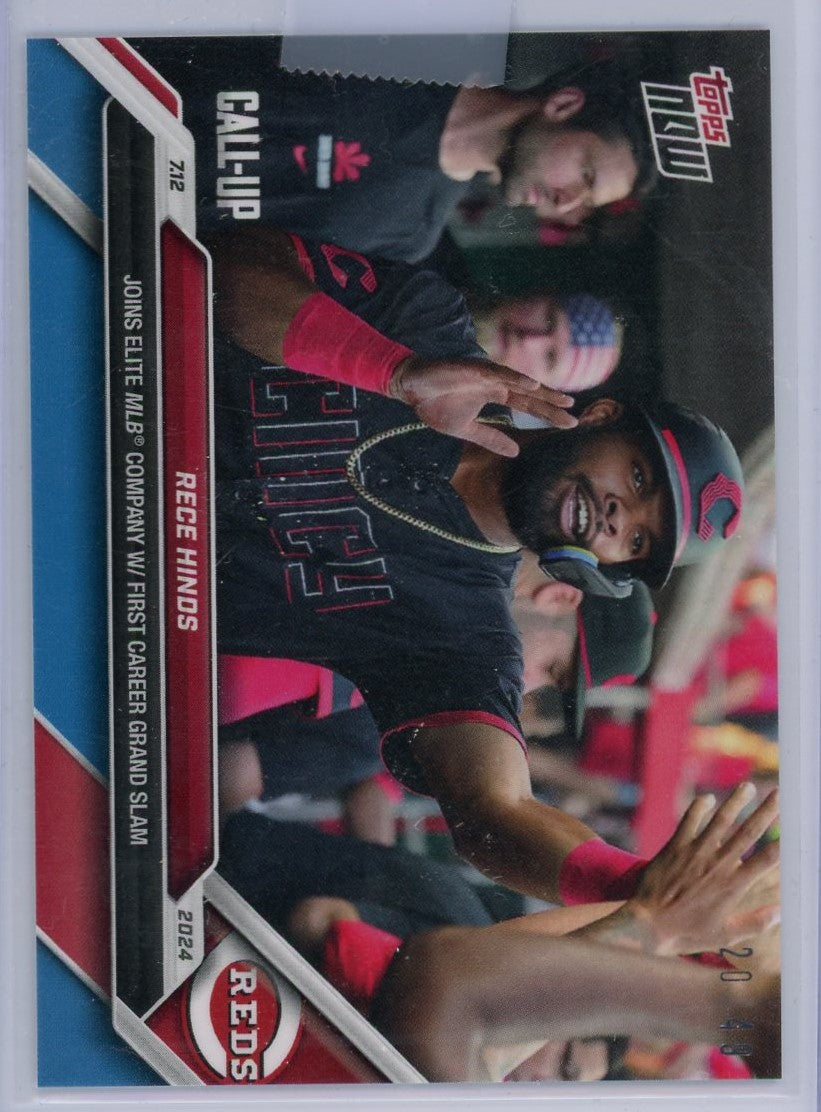 2024 Topps Now Rece Hinds #412 Blue #/49 Rookie RC Baseball Card