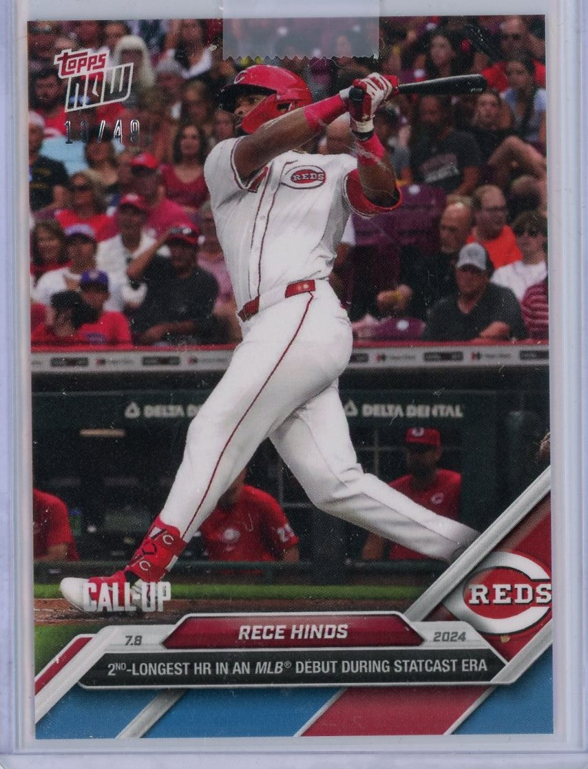 2024 Topps Now Rece Hinds #401 Blue #/49 Rookie RC Baseball Card
