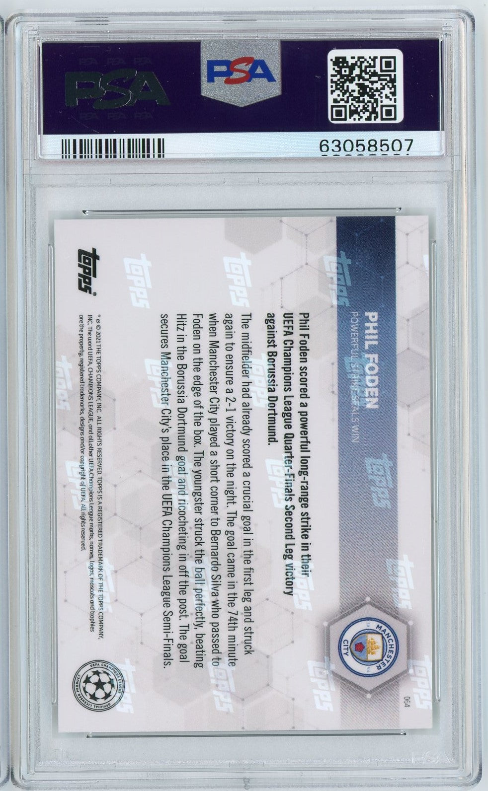 Graded 2020 Topps Now UCL Phil Foden #064 Soccer Card PSA 10 Gem Mint