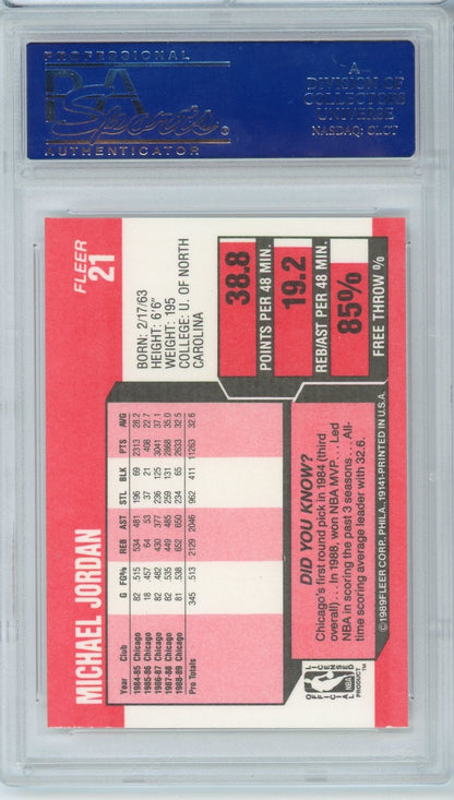 Graded 1989 Fleer Michael Jordan #21 Basketball Card PSA 9 Mint