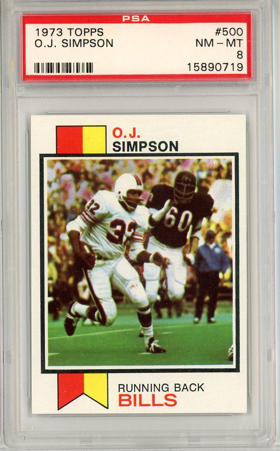 Graded 1973 Topps OJ Simpson #500 Football Card PSA 8 NM-MT