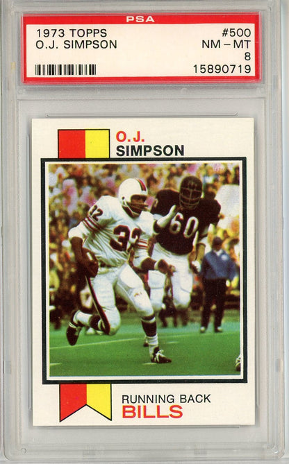 Graded 1973 Topps OJ Simpson #500 Football Card PSA 8 NM-MT