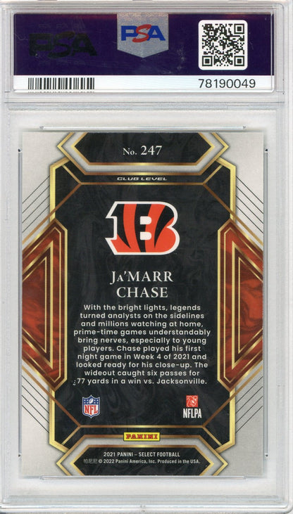 Graded 2021 Panini Select Ja'Marr Chase #247 Rookie RC Football Card PSA 10 Gem Mint