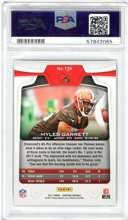 Graded 2017 Panini Certified Myles Garrett #136 Rookie RC Football Card PSA 10 Gem Mint